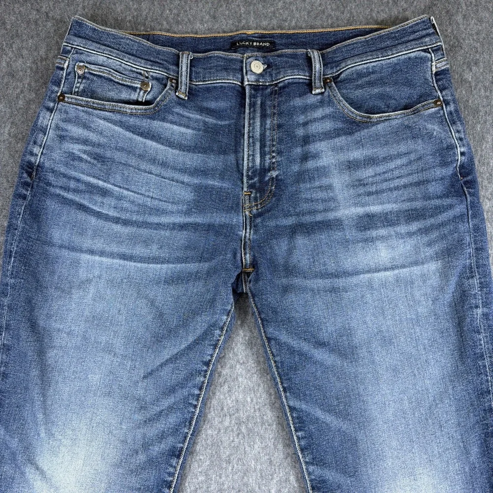 Lucky Brand Jeans Mens 34x27 Blue Medium Wash Cotton Stretch 223 Straight Fit